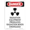 Signmission OSHA Danger Sign, Radiation Equipment, 10in X 7in Rigid Plastic, 7" W, 10" H, Portrait OS-DS-P-710-V-2524 - alternate 1